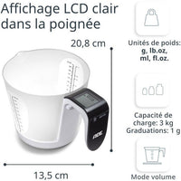Messbecher/Waage  ADE  FRANCA  Glas/Kunststoff  20,7 x 14,6 cm  Inkl. 1 Cr2032-Batterie