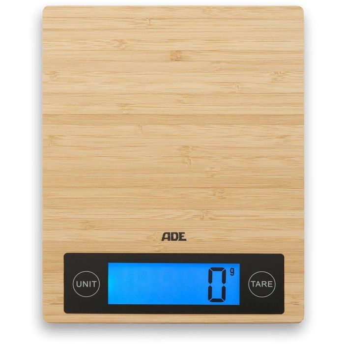 Digitale Küchenwaage  ADE  RAMONA  Bambus  23 x 18 x 2 cm  Inkl. 2 Cr2032-Batterien