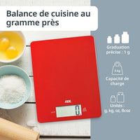 Digitale Küchenwaage  ADE  LEONIE  ABS-Kunststoff  22 x 17 cm  Inkl. 1 Cr 2032 Batterie  Rot