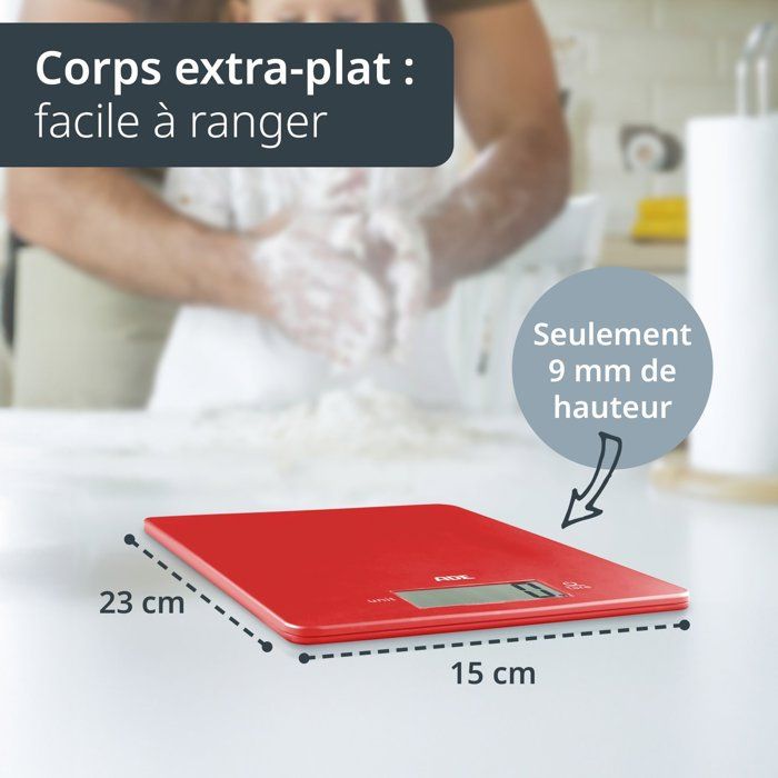 Digitale Küchenwaage  ADE  LEONIE  ABS-Kunststoff  22 x 17 cm  Inkl. 1 Cr 2032 Batterie  Rot