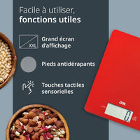 Digitale Küchenwaage  ADE  LEONIE  ABS-Kunststoff  22 x 17 cm  Inkl. 1 Cr 2032 Batterie  Rot
