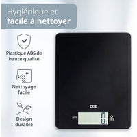 Digitale Küchenwaage  ADE  LEONIE  ABS-Kunststoff  22 x 17 cm  Inkl. 1 Cr 2032 Batterie  Schwa