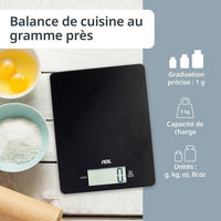 Digitale Küchenwaage  ADE  LEONIE  ABS-Kunststoff  22 x 17 cm  Inkl. 1 Cr 2032 Batterie  Schwa