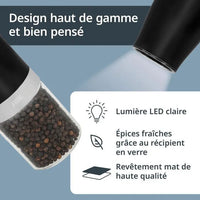 Set mit 2 elektrischen Mühlen  ADE  MILL  Glas/Kunststoff  Höhe 18,3 cm  Schwarz & Weiß