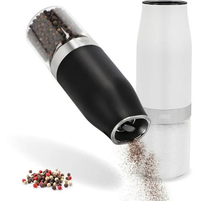 Set mit 2 elektrischen Mühlen  ADE  MILL  Glas/Kunststoff  Höhe 18,3 cm  Schwarz & Weiß