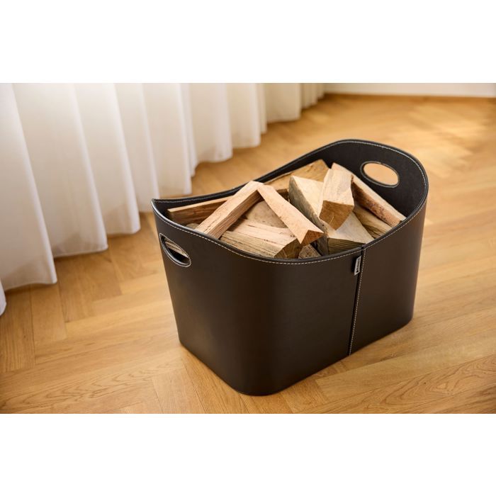 Holzkorb - ADURO - 55 x 45 x 30 cm - Kunstleder - Mit Griffen