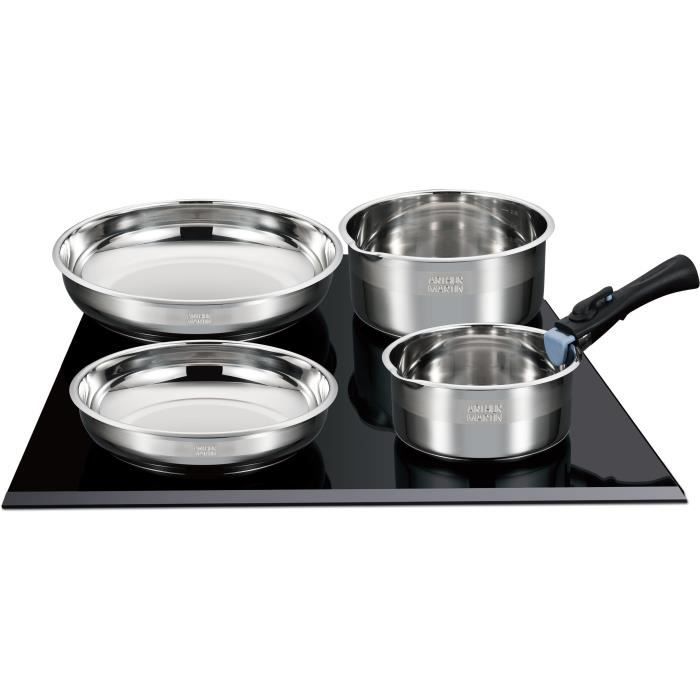 Induction cookware set - Arthur Martin - AM4485 - Stainless steel - 10 pieces - Removable handle - A