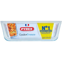 PYREX - 244P000 / 7043 - Rectangular dish with lid - 27cm * 22 cm - Pyrex Cook & Freeze