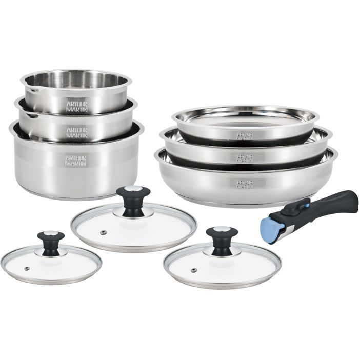 Induktionskochgeschirr-Set  ARTHUR MARTIN  AM0006  Edelstahl 18/10  10-teilig  abnehmbarer Grif