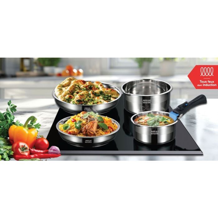 Induktionskochgeschirr-Set  ARTHUR MARTIN  AM0006  Edelstahl 18/10  10-teilig  abnehmbarer Grif