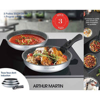 3er-Set Bratpfannen  Geeignet für alle Herdarten, inklusive Induktion  20, 24 und 28 cm  Arthur M