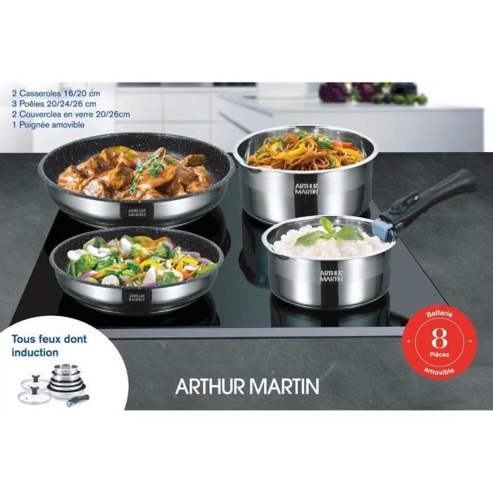 Arthur Martin AM2493 8 -piece kitchen battery - Stainless steel - Removable handle - All lights incl