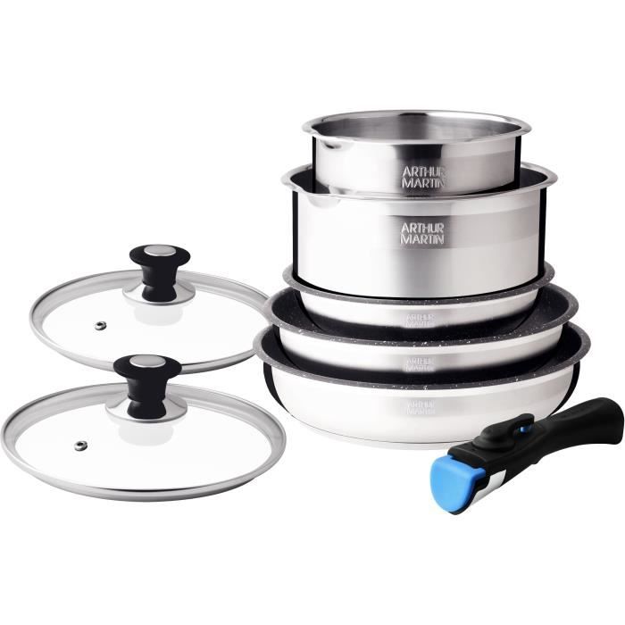 Arthur Martin AM2493 8 -piece kitchen battery - Stainless steel - Removable handle - All lights incl