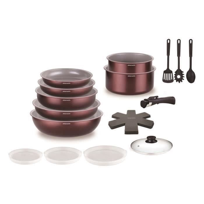 Cookware set - All hobs including induction - ARTHUR MARTIN - AM2503 - Aluminum - 18 pieces - Remova