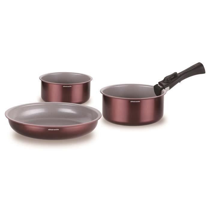 Cookware set - All hobs including induction - ARTHUR MARTIN - AM2503 - Aluminum - 18 pieces - Remova