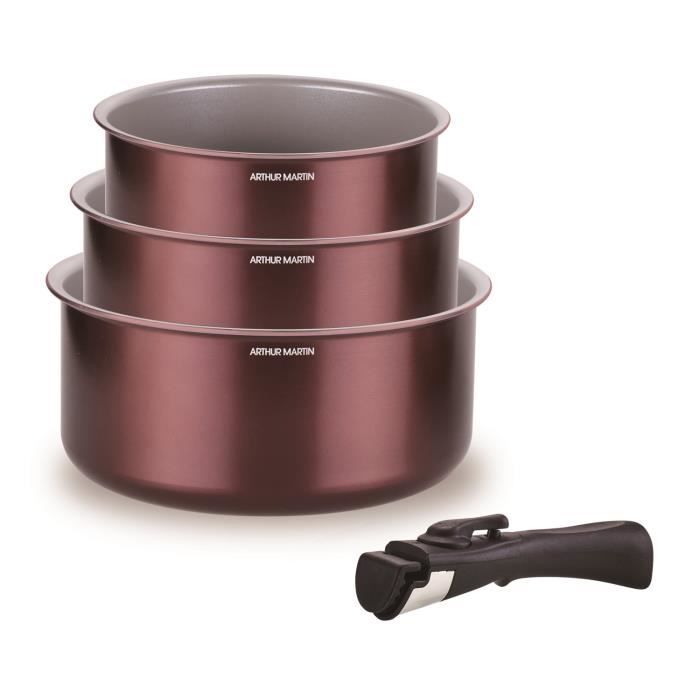 Set of 3 saucepans - ARTHUR MARTIN - AM1088 - All hobs including induction - 16/18/20 cm + 1 removab