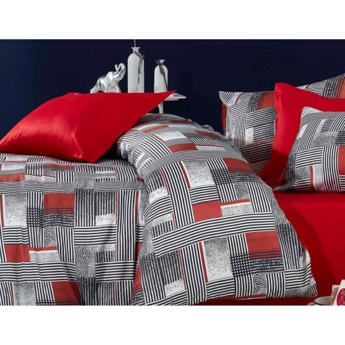 Bettwäscheset - 1 Bettbezug 220 x 240 cm + 2 Kissenbezüge 60 x 60 cm - 100 % Mikrosatin-Polyester - 