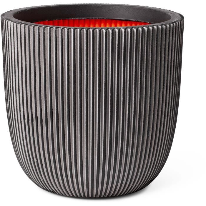 Ball flower pot - CAPI EUROPE - GROOVE NL - 43 x 41 cm - Anthracite