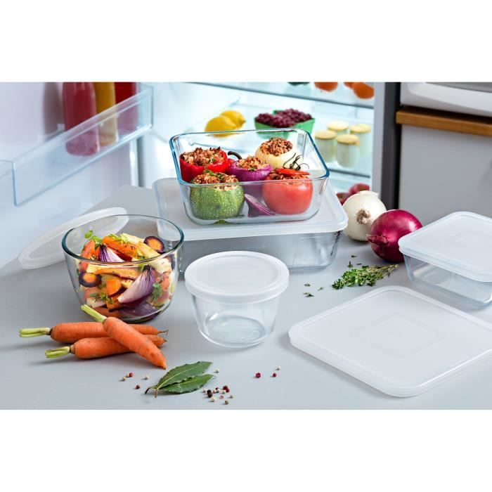8er-Set Aufbewahrungsschalen - PYREX - Cook & Freeze - Glas - Rechteckig - Spezieller Gefrierdeckel