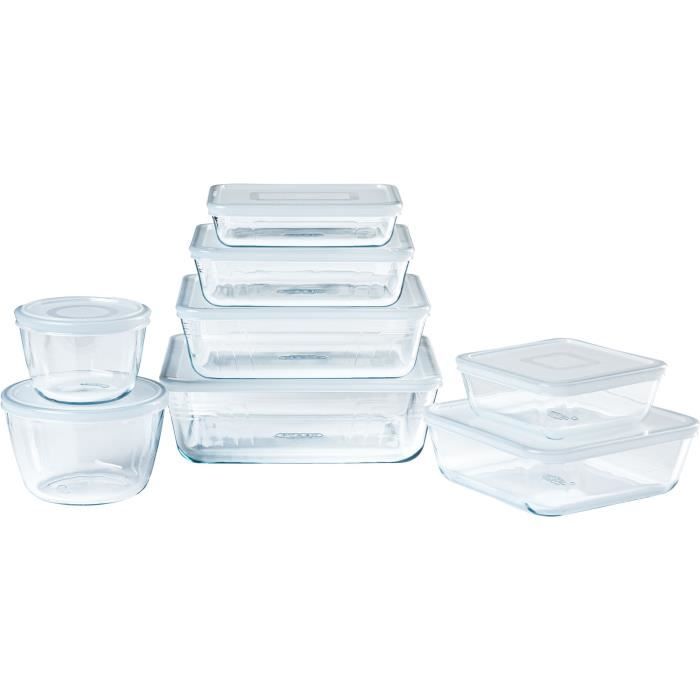 8er-Set Aufbewahrungsschalen - PYREX - Cook & Freeze - Glas - Rechteckig - Spezieller Gefrierdeckel