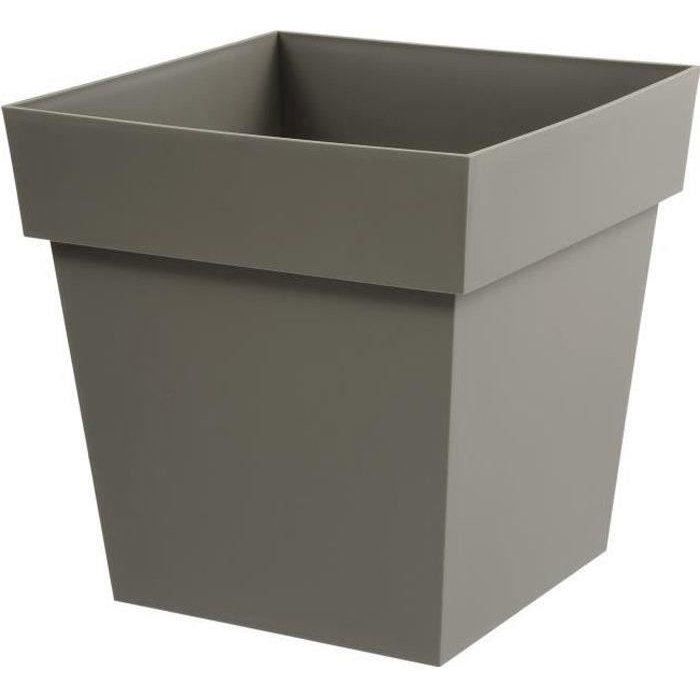 Eda Tuscan square flower pot - 39 x 39 x H 39 cm - 38 L - Taupe