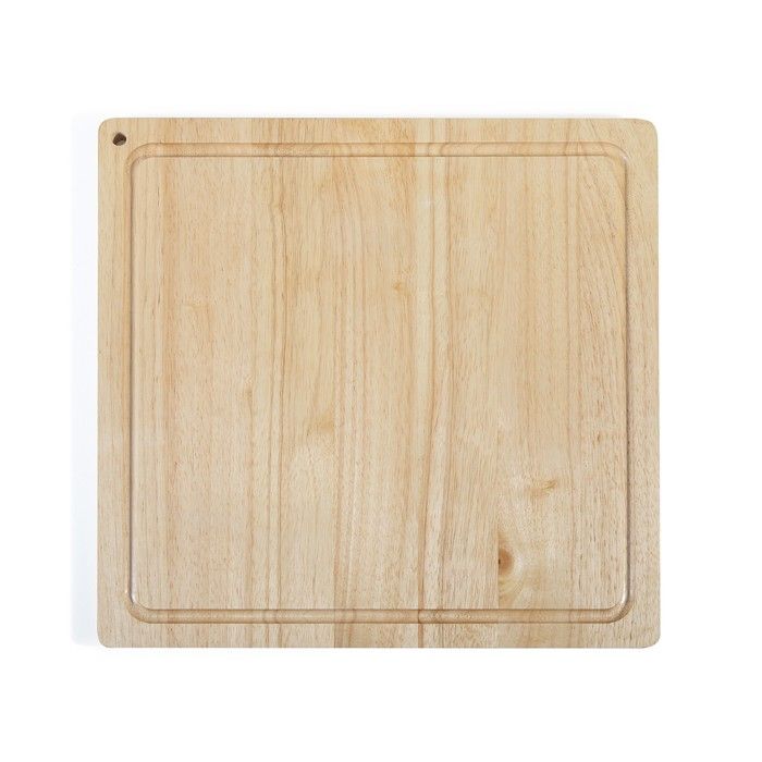 Schneidebrett - LIVOO - MES141 - Gummibaumholz - XXL-Größe - 46 x 46 cm - Integrierte Nut