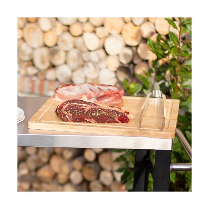 Schneidebrett - LIVOO - MES141 - Gummibaumholz - XXL-Größe - 46 x 46 cm - Integrierte Nut