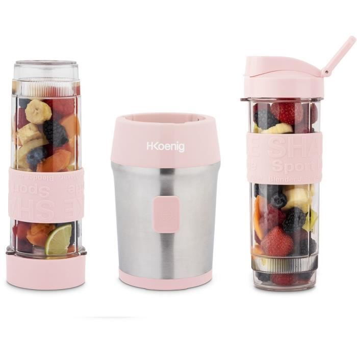 Mini blender - SMOO12 - 300 W - 570 mL - Pastel pink - 2 water bottles included