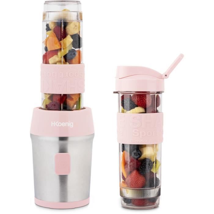 Mini blender - SMOO12 - 300 W - 570 mL - Pastel pink - 2 water bottles included
