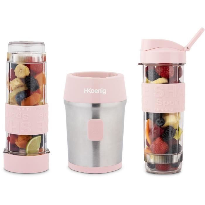 Mini blender - SMOO12 - 300 W - 570 mL - Pastel pink - 2 water bottles included