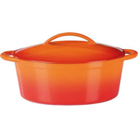 Massiver gusseiserner Schmortopf  GSW  33 x 25 cm  Orange  Oval  Induktionsgeeignet