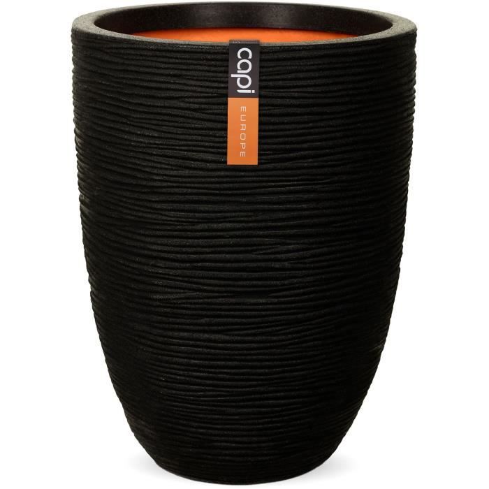 Elegant low vase - CAPI EUROPE - RIB NL - 46 x 58 cm - Black