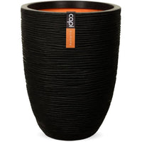 Elegant low vase - CAPI EUROPE - RIB NL - 46 x 58 cm - Black