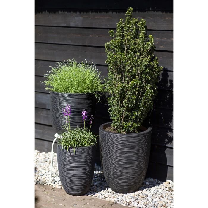 Elegant low vase - CAPI EUROPE - RIB NL - 46 x 58 cm - Black