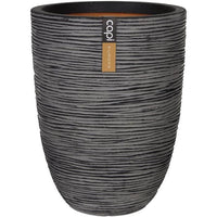 Capi Flowerpot Nature Rib elegant low 46 x 58 cm Anthracite KOFZ783