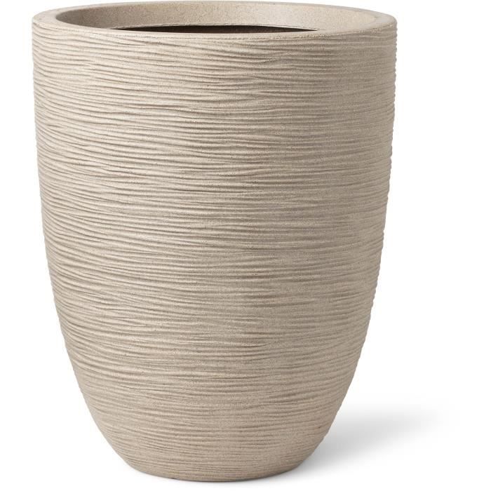 Elegant low vase - CAPI EUROPE - WASTE RIB NL - 46 x 58 cm - Beige terrazzo