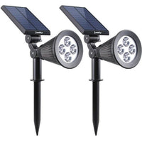 LUMISKY Pack of 2 waterproof solar outdoor spots - 4 white LEDs - 200 Lm - Swivel head at 90 ° C