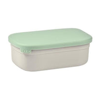 BEABA, Children's stainless steel lunch box, silicone lid and protective cover, Velvet gray and sage