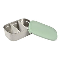 BEABA, Children's stainless steel lunch box, silicone lid and protective cover, Velvet gray and sage