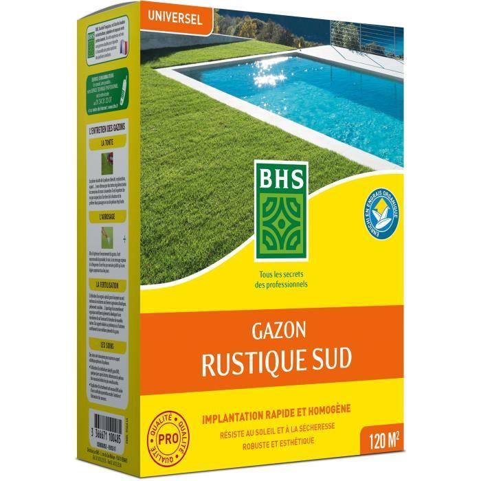 Lawn - BHS - Rustic South Lawn - 1kg, 40 m². Resistant to dry conditions thanks to tall fescue. Fast