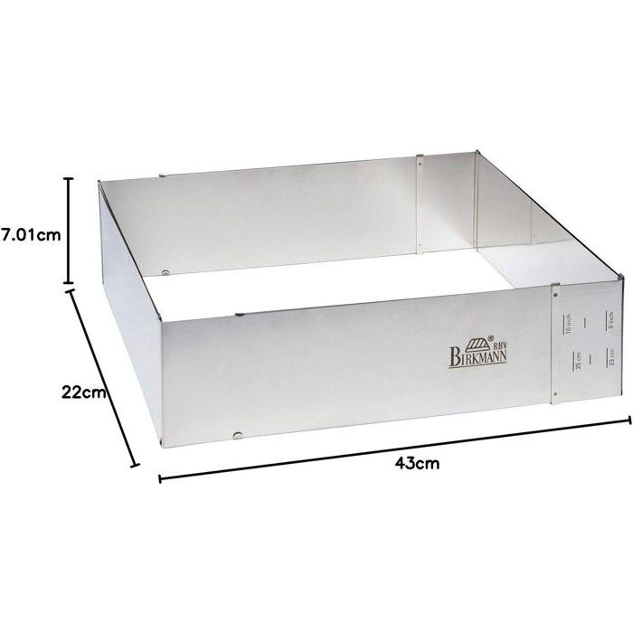Verstellbarer Backrahmen  BIRKMANN  EASY BAKING  Stahl  22 x 25 bis 43 x 48 cm, Höhe 7 cm