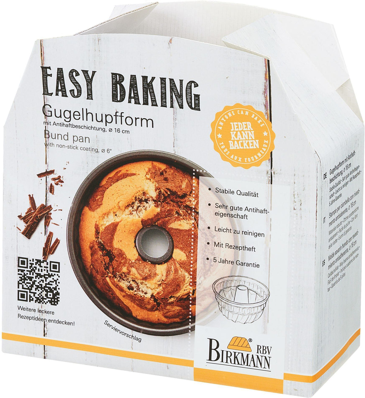 Turban-Backform  BIRKMANN  EASY BAKING  Kohlenstoffstahl  Antihaftbeschichtung  16 x 16 x 8,5 c