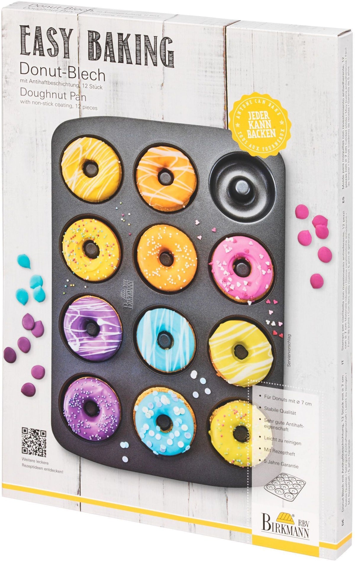 Donut-Backblech  BIRKMANN  EASY BAKING  Kohlenstoffstahl  Antihaftbeschichtung  12 Mulden  Ø 7