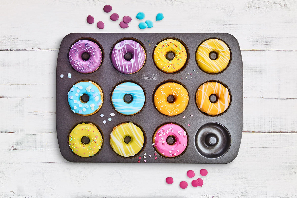 Donut-Backblech  BIRKMANN  EASY BAKING  Kohlenstoffstahl  Antihaftbeschichtung  12 Mulden  Ø 7