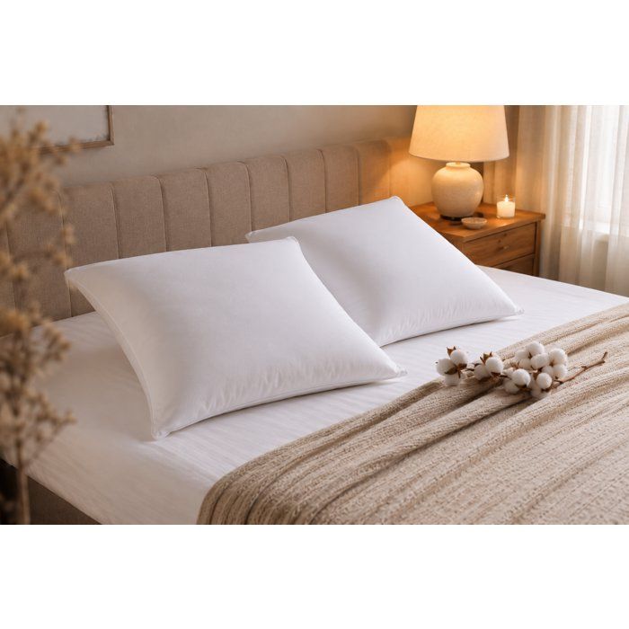 BLANREVE Set of 2 Cotton Pillows - 60 x 60 cm - White