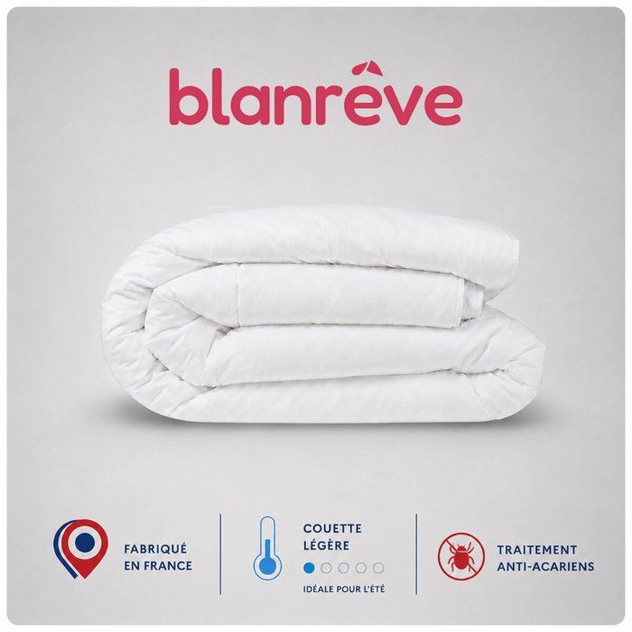 Lightweight anti-dust mite duvet - 200 gr/m² - BLANREVE - 200 x 200 cm - White