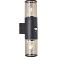 Sergioro Outdoor Applique 2L with detector, Depoli black, 2x27 20W, bulb not included