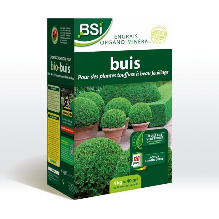 BSI - Organic Boxwood Fertilizer - Sparkling, Dark Green Foliage - Long-Lasting Action - 4Kg - Up to
