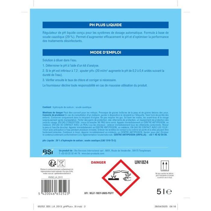 BSI pH Plus Flüssig  5 l  Automatische Dosierung  pH-Wert-Regulierung  Schwimmbad