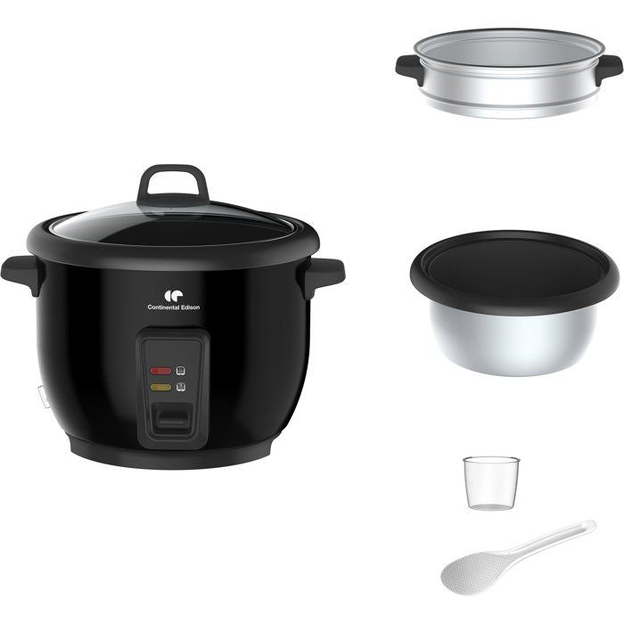 Reiskocher - CONTINENTAL EDISON - CECR18B - 700 W - 1,8 l - Mit Dampfkorb - Warmhaltefunktion - Edel